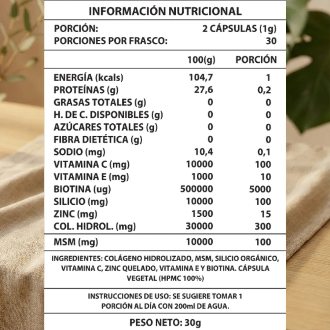 BIOTINA + COLÁGENO 1000MG 60CAPS