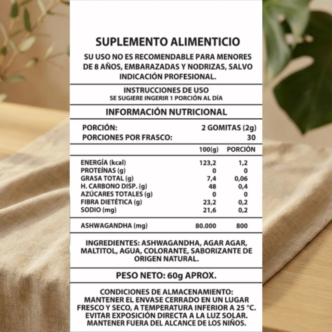 60 GOMITAS ASHWAGANDHA 1000mg