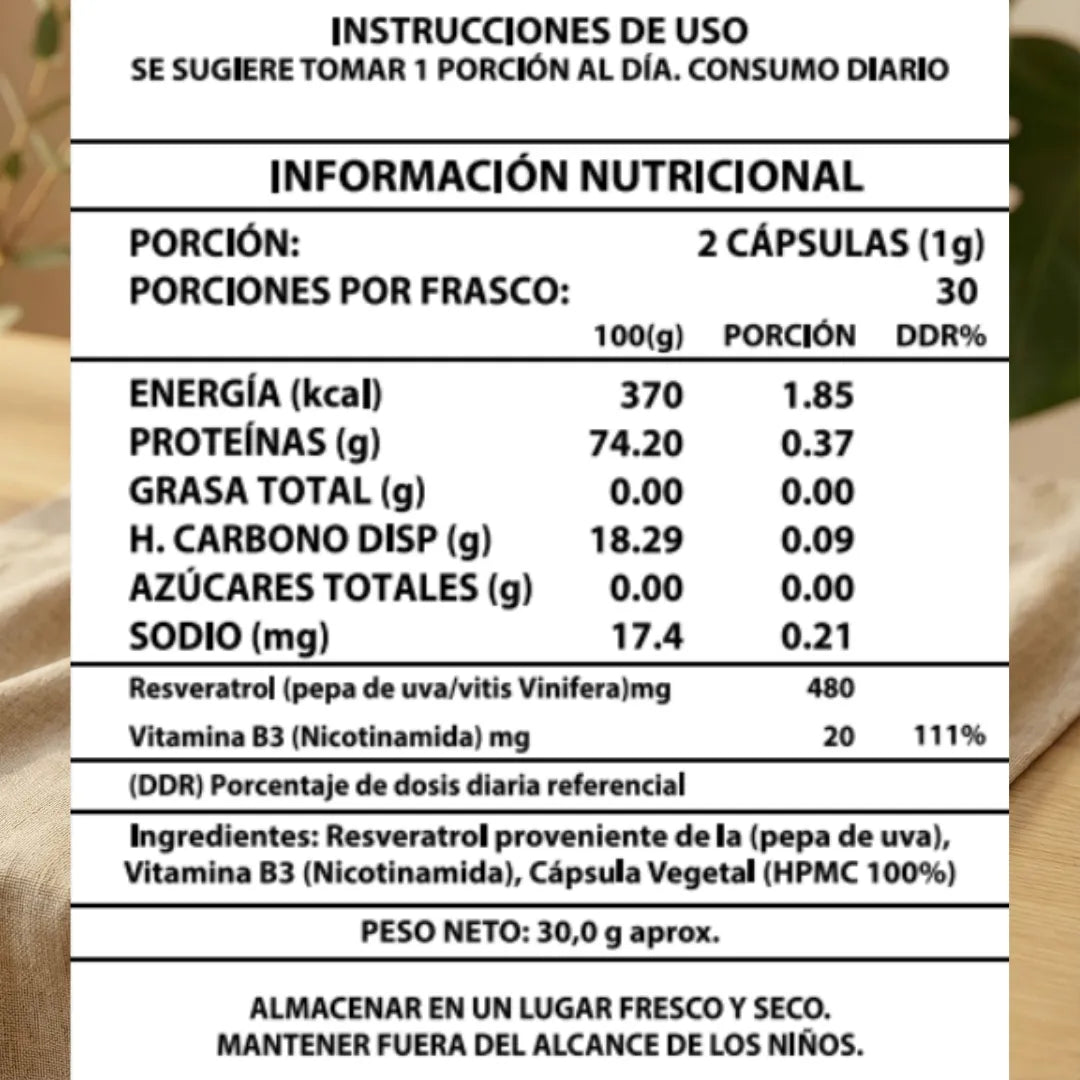 NAD+ RESVERATROL 1000MG 60 CAPS