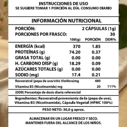 NAD+ RESVERATROL 1000MG 60 CAPS
